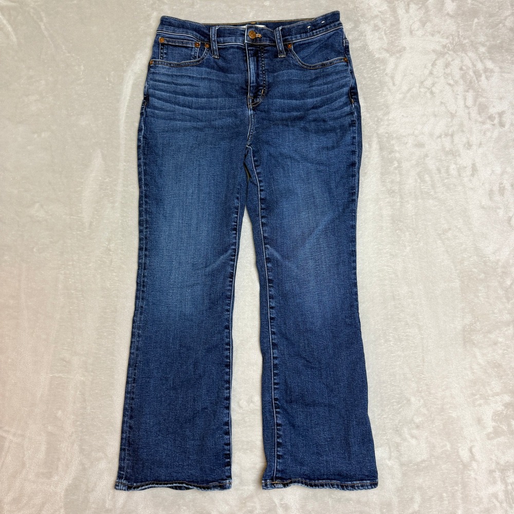 Madewell Mid-Rise Kick Out Jeans Womens 29 Blue Stretch Flare Festival Boho EUC